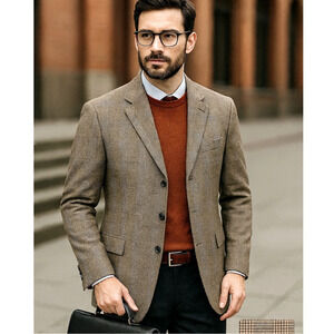 Brooks Brothers 44L Big&Tall 100% WOOL $399 Gray PLAID 3 Button Blazer Jacket